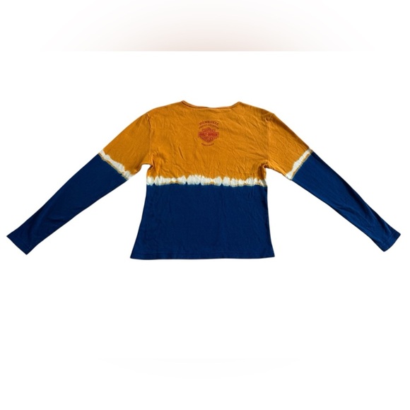 Y2K Vintage Jeweled Heart Tie Dye Harley Davidson Long Sleeve Shirt Size Medium - Picture 5 of 7